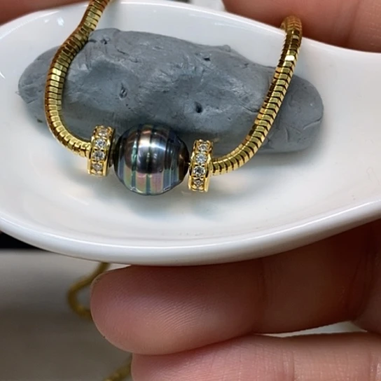 颈饰银S925镶嵌海水珍珠10.10