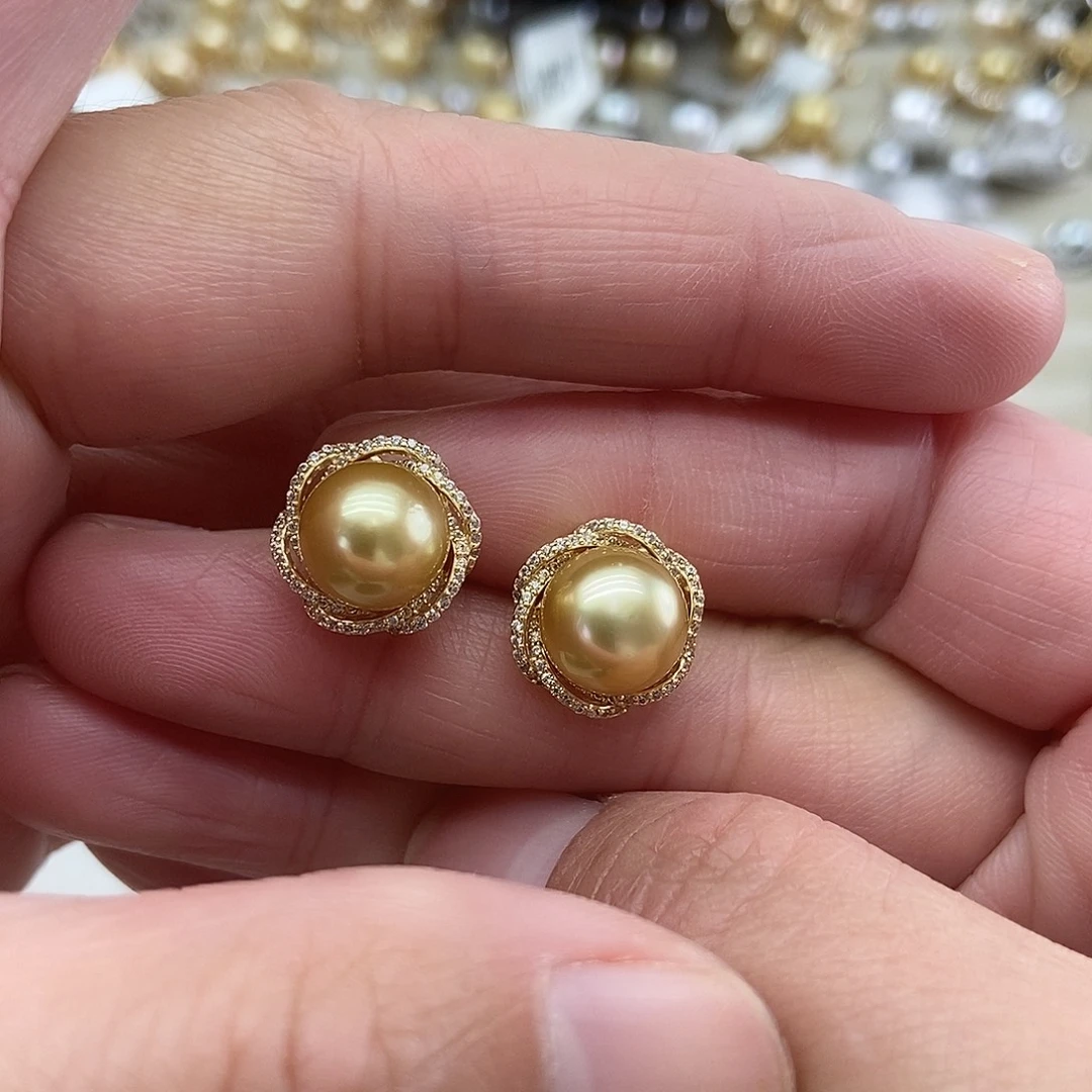 海水珍珠耳饰银S925镶嵌