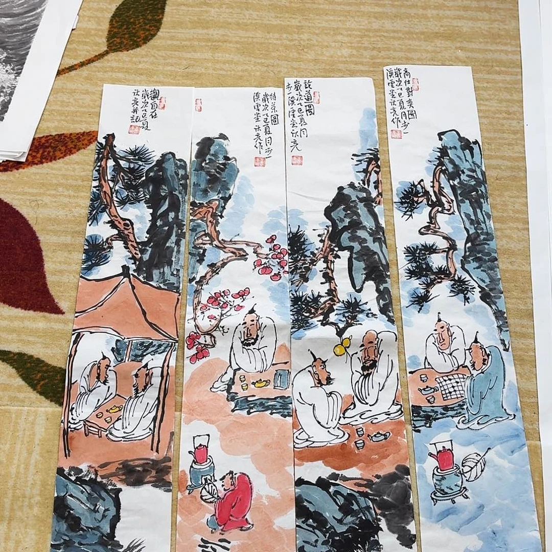 国画100.16四条手绘作品