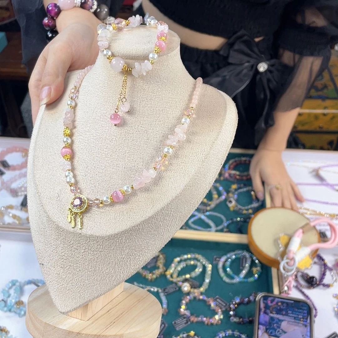 水晶手链银S925镀金镶嵌