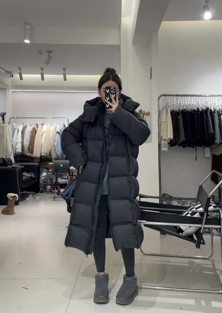 【小个家】大被子～335g安心绒无胆布蓬松长款羽绒服