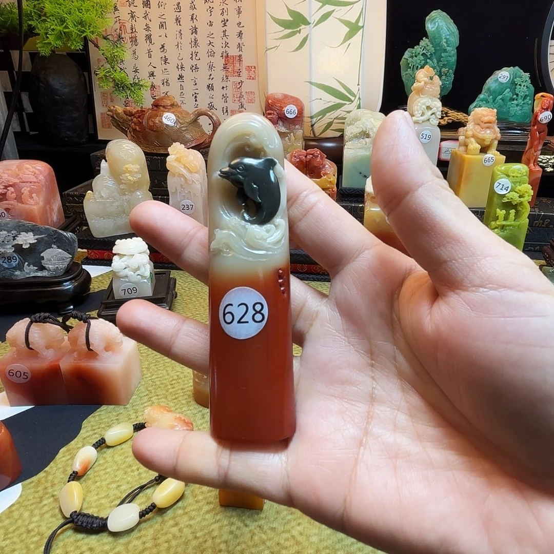 寿山石印石芙蓉海豚8