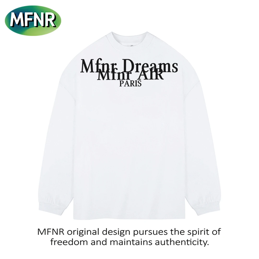 小众街头简约字母印花长袖男女秋季百搭情侣重磅纯棉打底T恤上衣