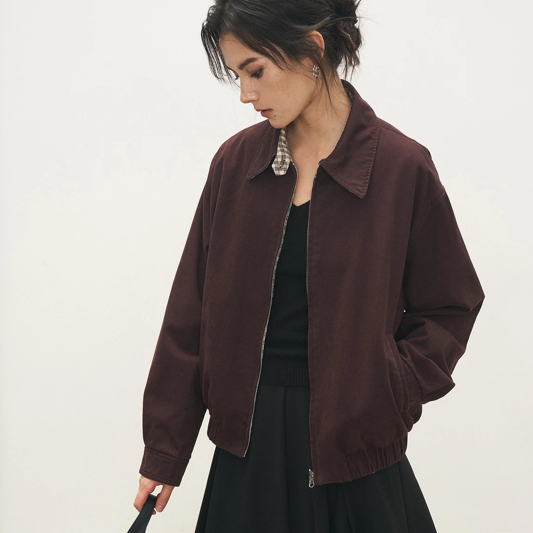 ANTIFORM背构 双面格纹纯棉休闲夹克短款外套女巴恩风2025初秋