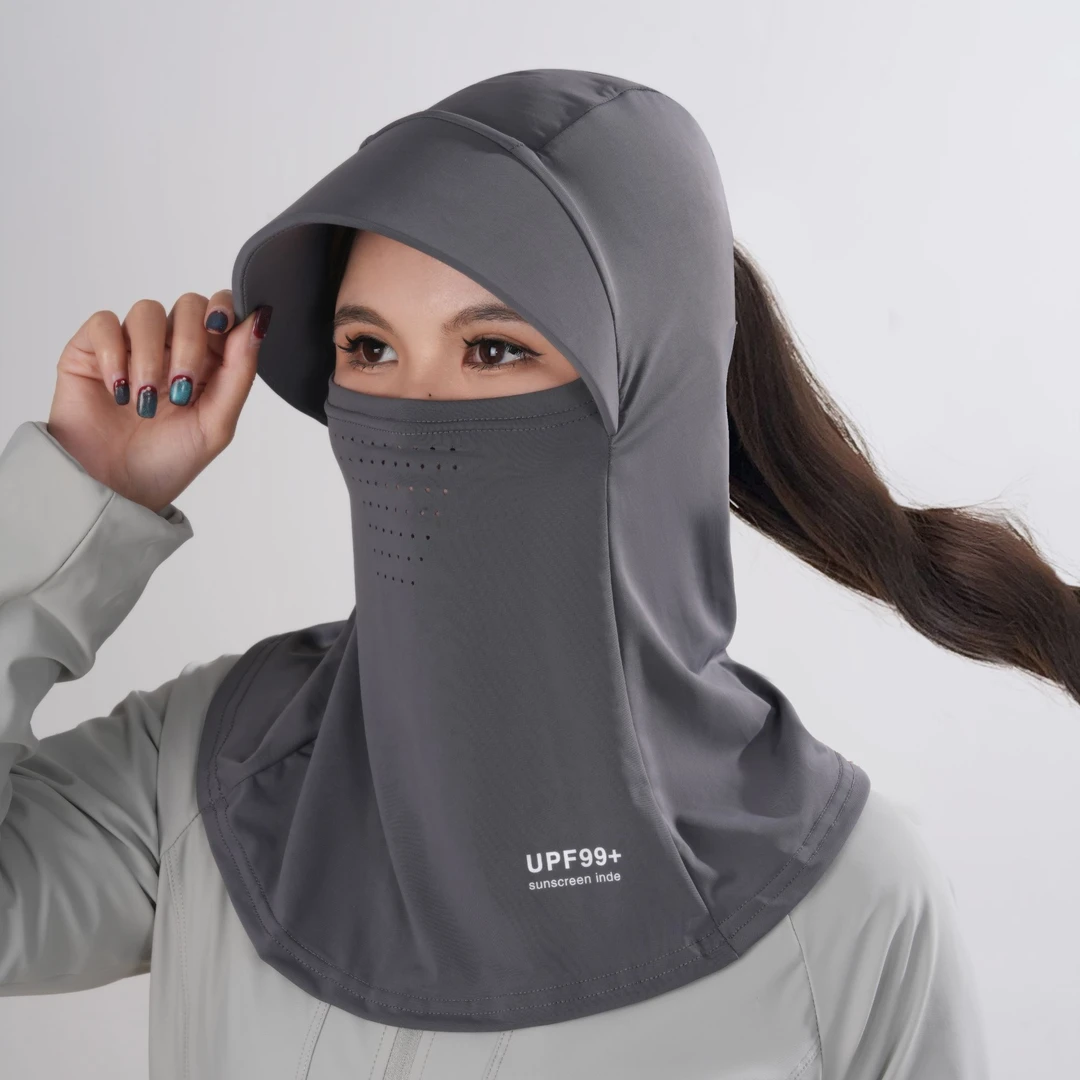 帽子面罩一体骑车全脸遮阳防紫外线女夏季头套护颈太阳帽子