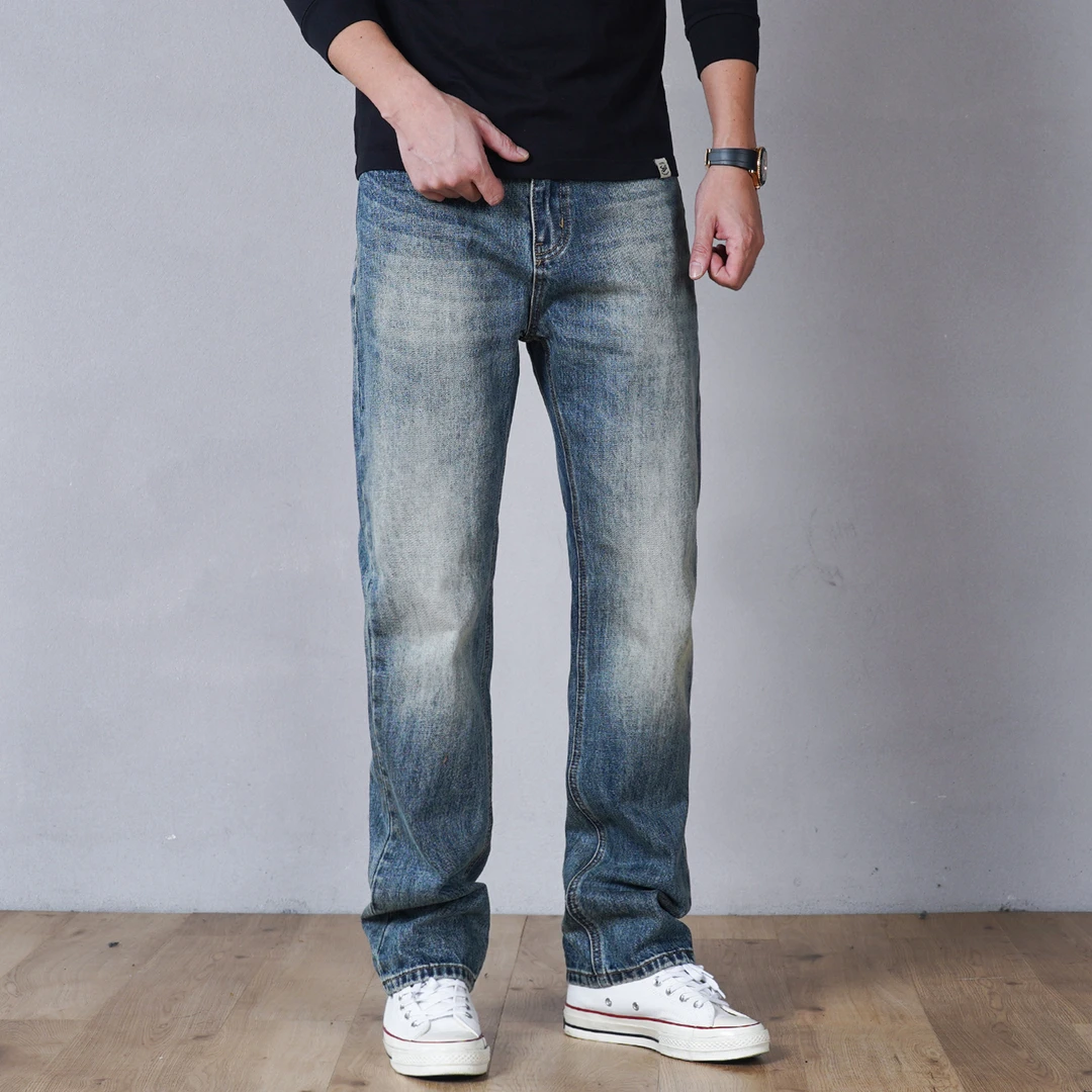 SEVENTH/第七路【红标】2024秋冬宽松直筒版型无弹时尚蓝色牛仔裤男
