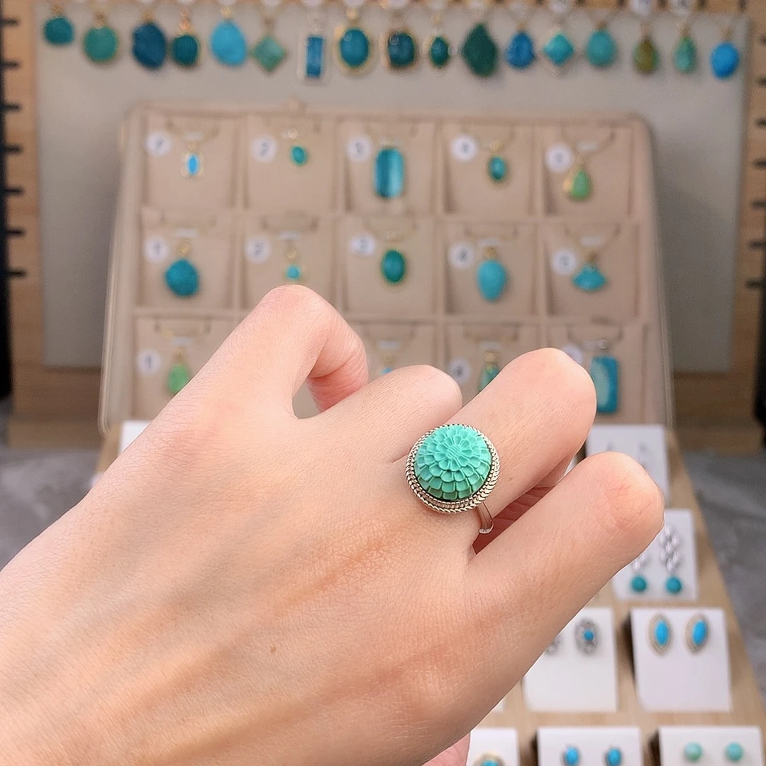 绿松石银S925镶嵌戒指