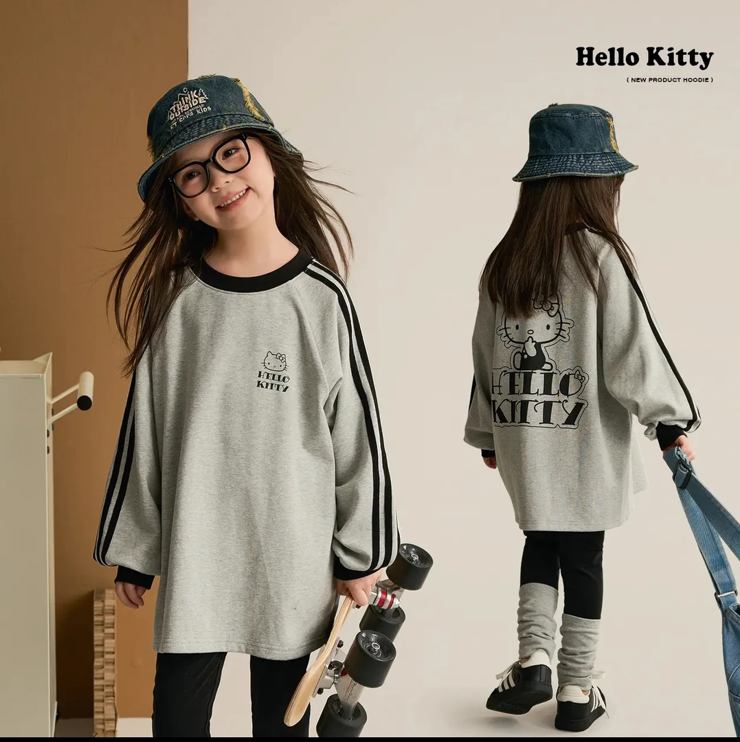 【亲子装】两件套KT圆领卫衣套装女童秋装休闲堆堆袜裤大版型T恤