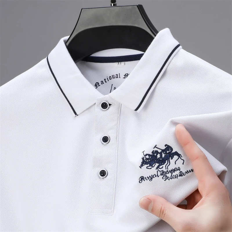 短袖t恤男士夏季Polo衫2025新款亲肤透气中青年免烫抗皱体恤上衣