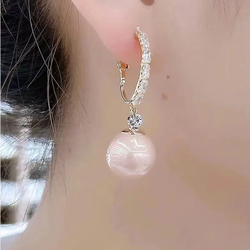 铜合金仿珍珠耳饰 新款潮气质百搭耳环高级感耳饰女法式防丢耳扣