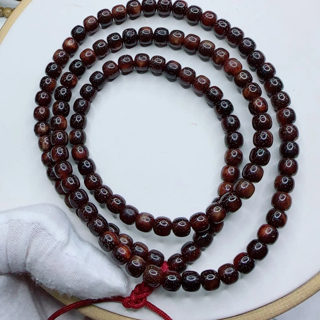 手串星月菩提黑金虎皮7×6-108同枝果a3