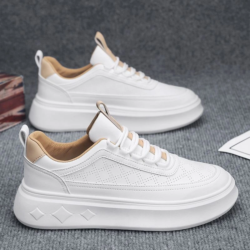小白男鞋2025新款夏季透气休闲板鞋男士白鞋防滑厚底百搭运动潮鞋