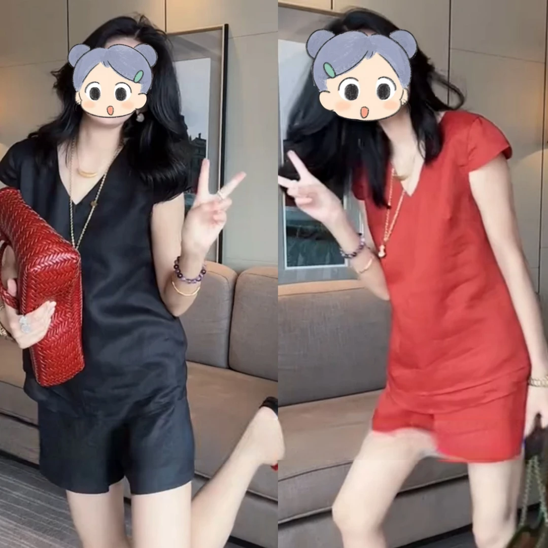 2025夏季新款时尚显瘦气质女士网红洋气两件套百搭款休闲套装女