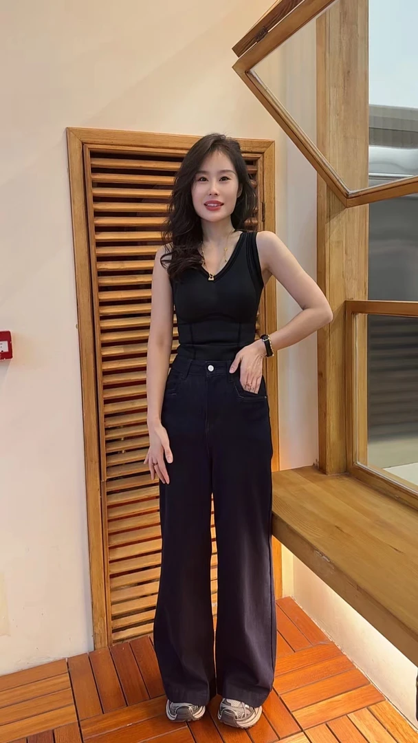 Miss Huo 阔腿牛仔裤 B 蓝色 8088