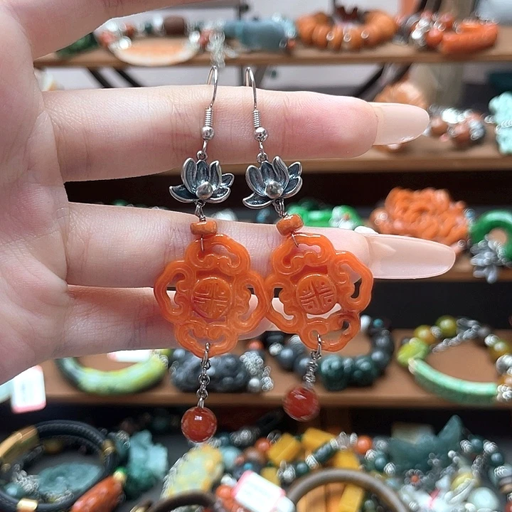 翡翠未镶嵌耳饰饰品