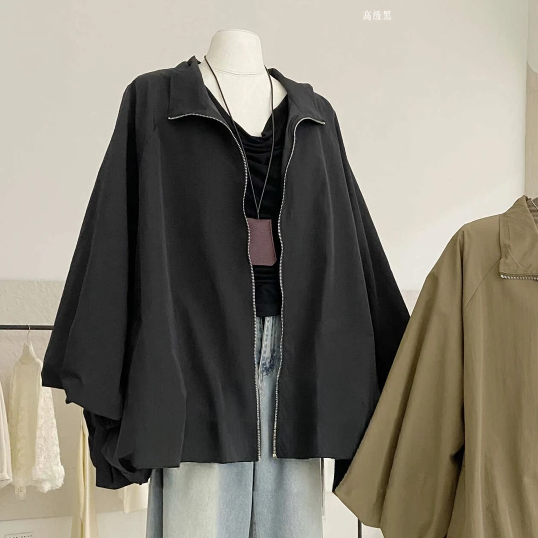 花苞款休闲简约款加大版风衣料中长款短外套