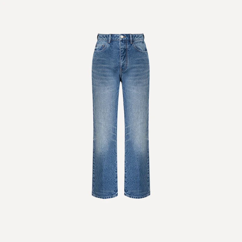 4NKC154【雪花牛仔裤】【贵姐NICOLE】进口面料设计师设计中腰休闲裤