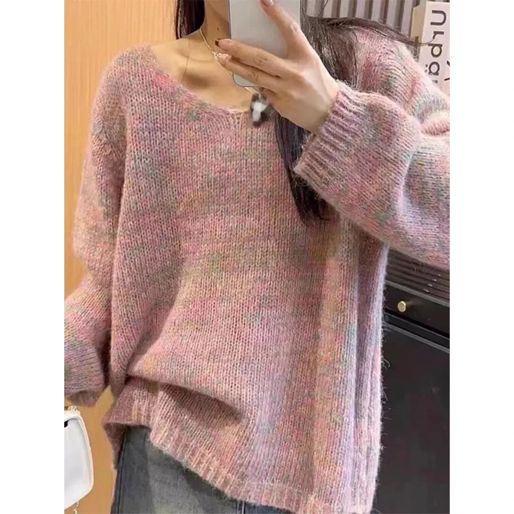 【极简主义】羊毛慵懒风V领长袖女2025春季宽松显瘦休闲百搭毛衣