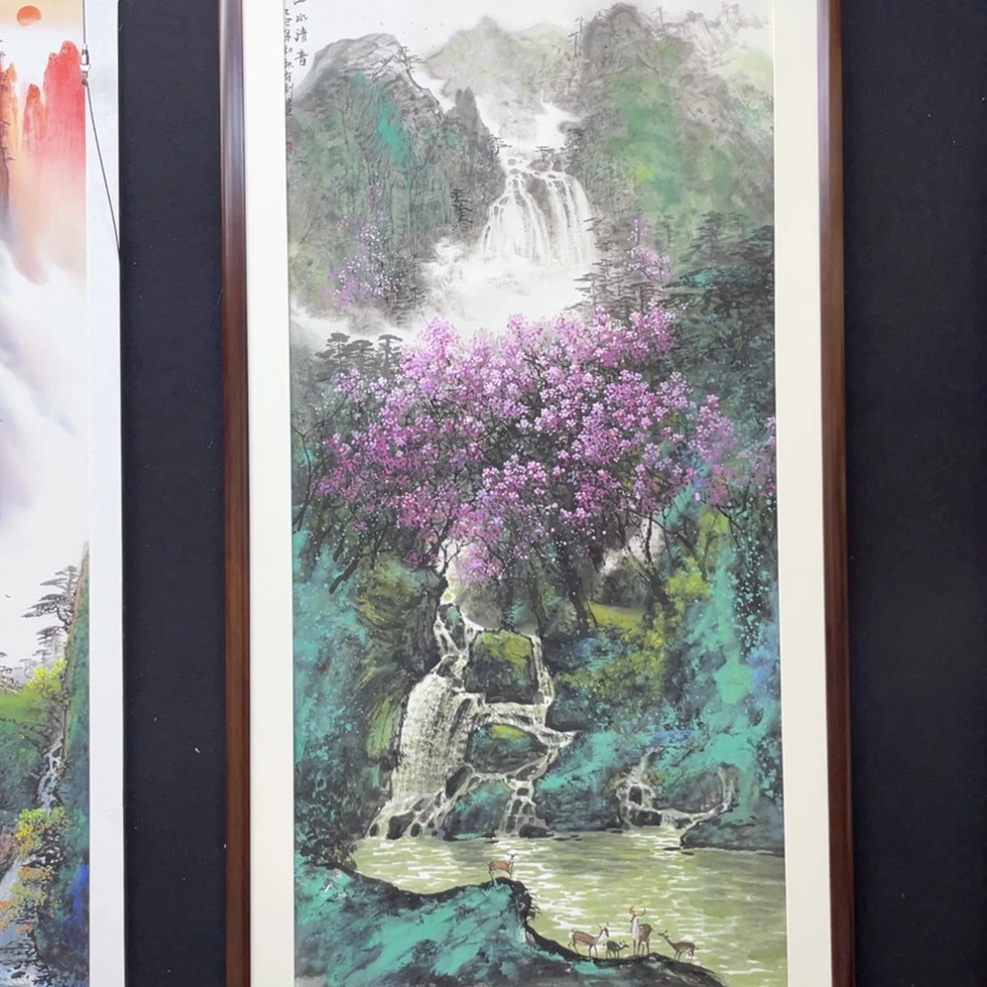 似***7国画手绘国画，精品山水带框包邮
