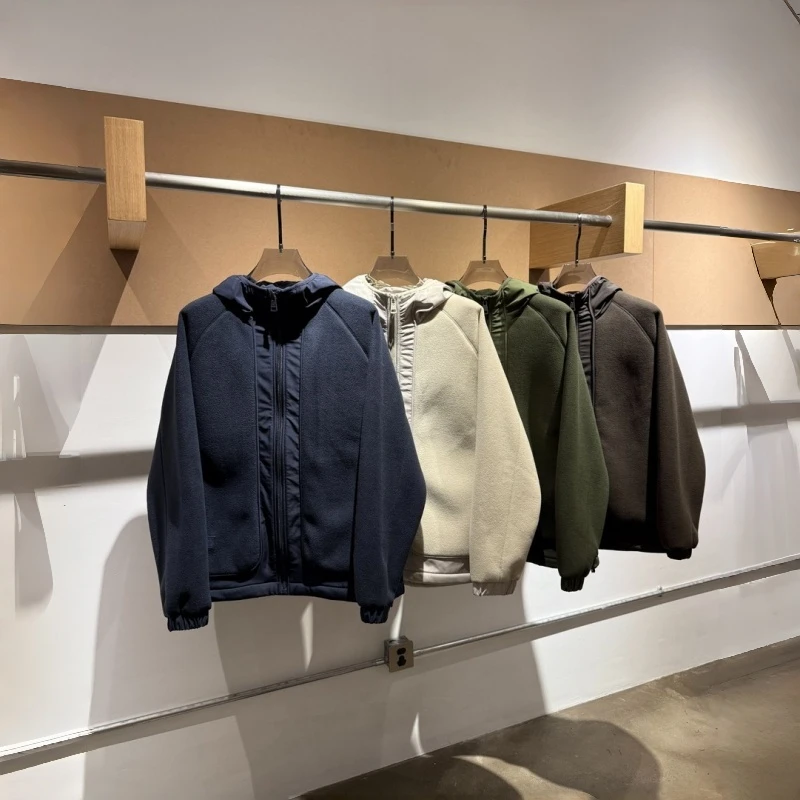 冬季加厚【摇粒绒】连帽外套保暖休闲百搭男女软壳棉服58606秋冬