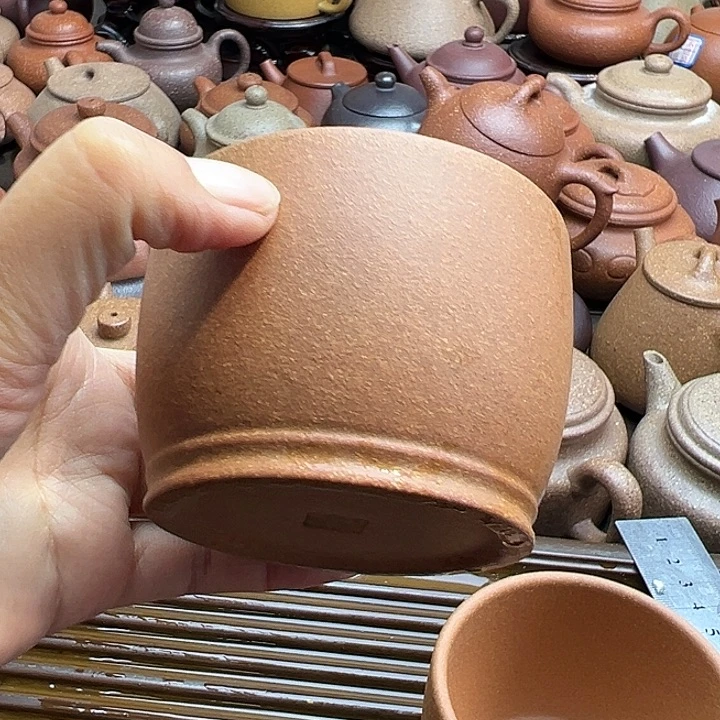 茶壶紫砂黄段青底杯