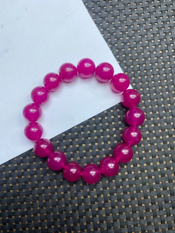 玫红色卡12mm手串235