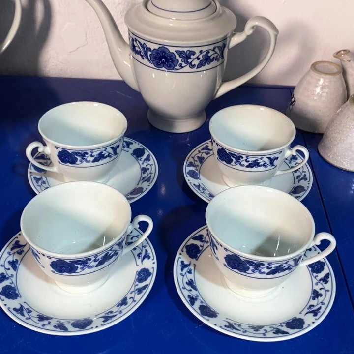 瓷片四厂青花翡翠瓷茶具