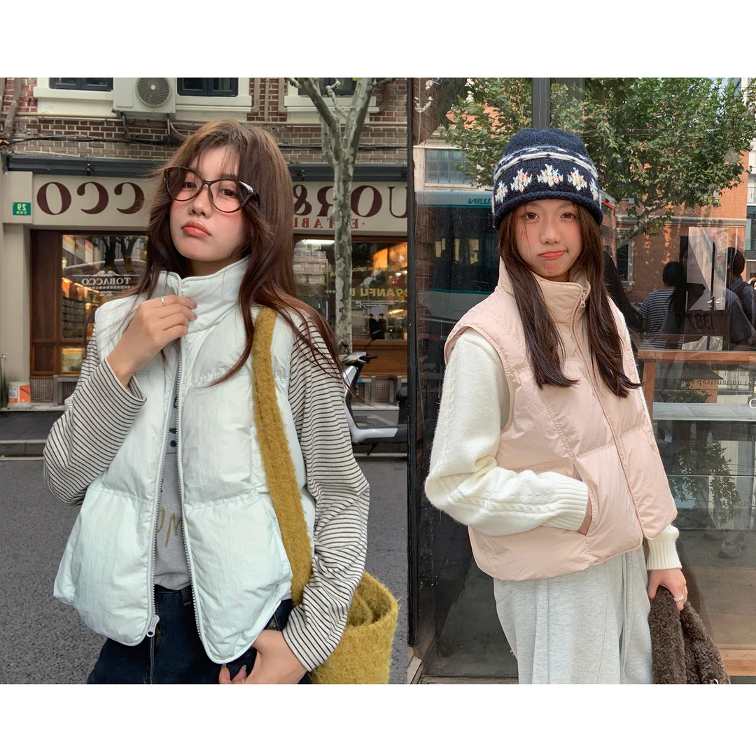 【西西里安】 全员自留百搭款马甲~轻盈保暖小立领90白鸭绒马甲外套