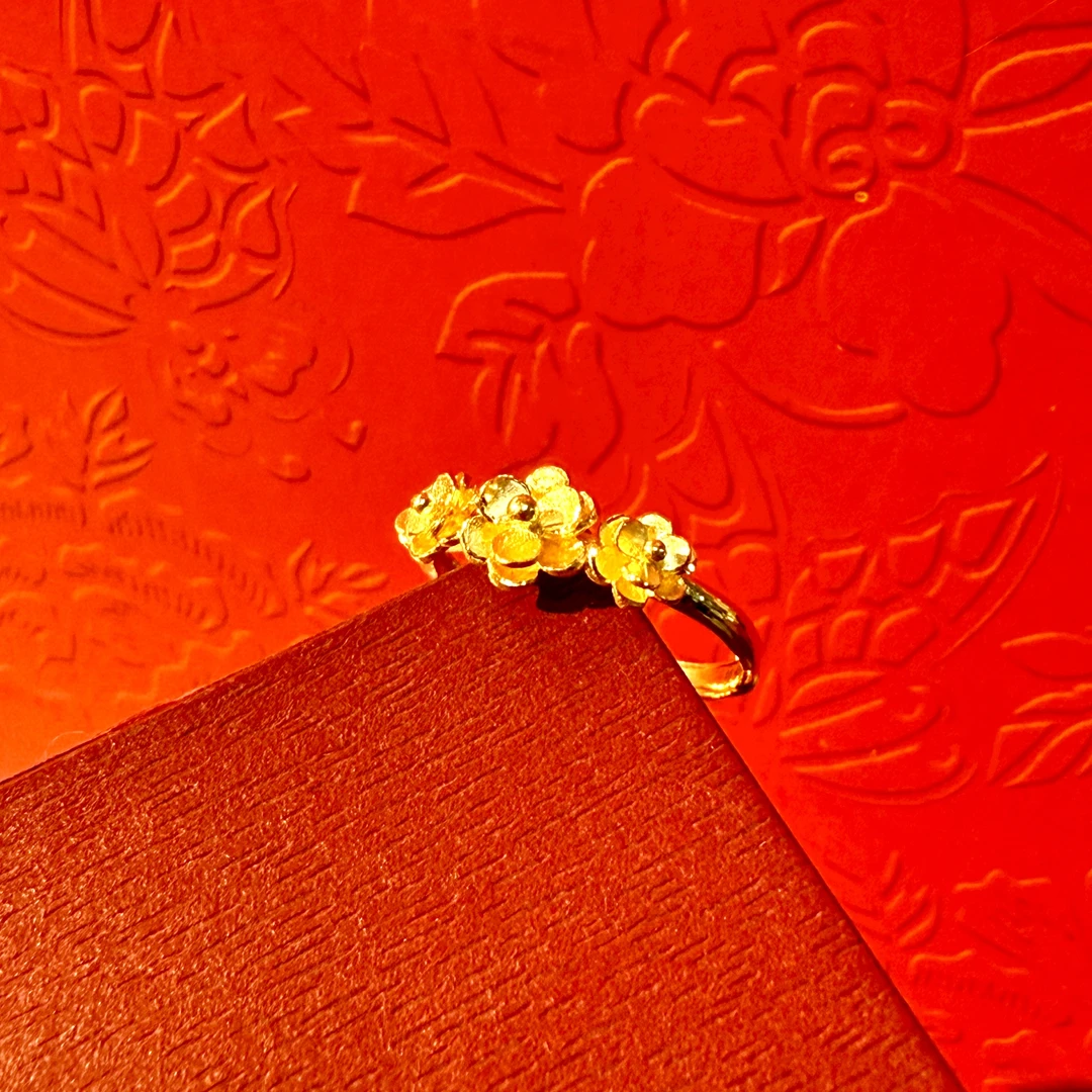 Chow Tai Seng/周大生足金三生桃花戒指618特惠送老婆女朋友礼物