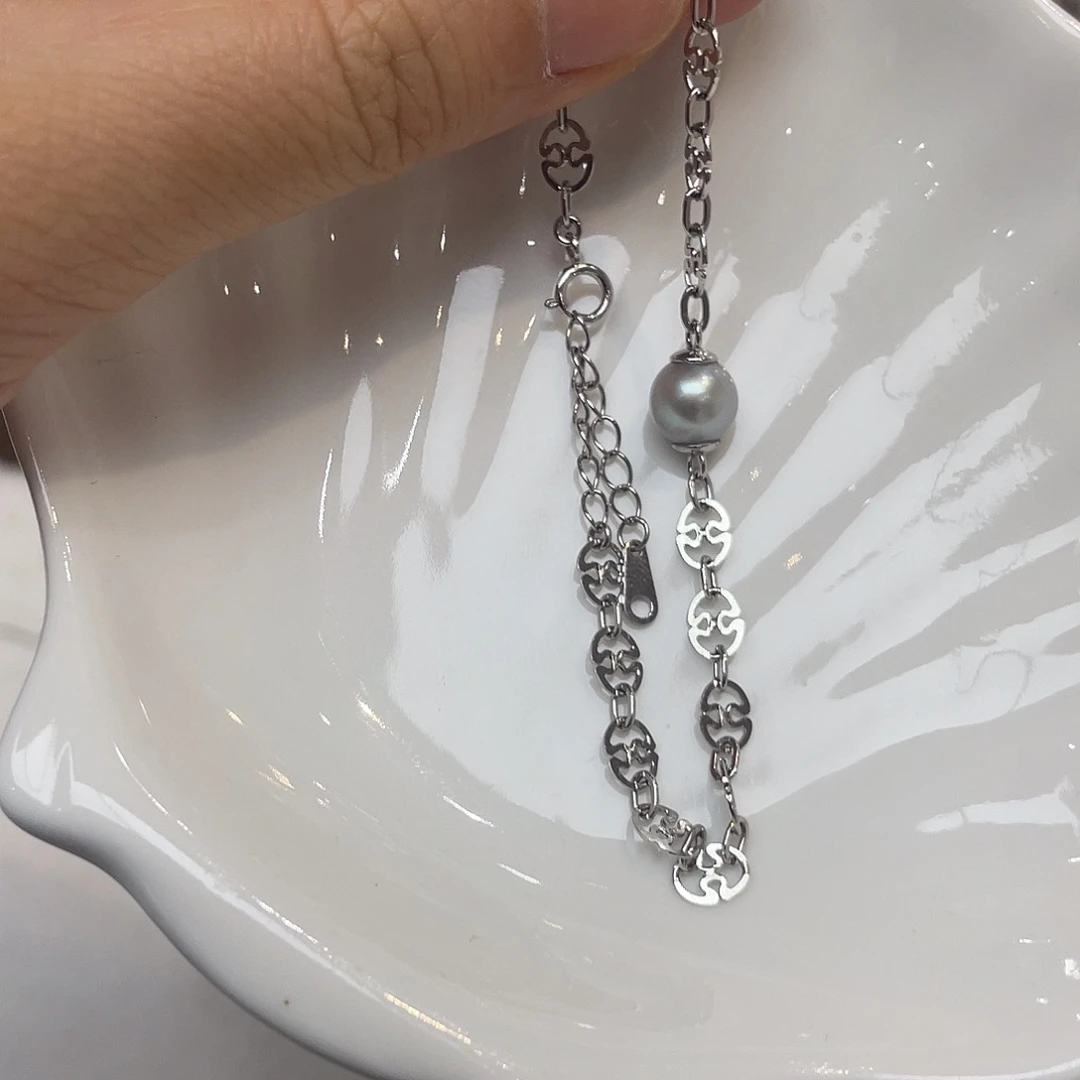 银S925镶嵌海水珍珠手绳