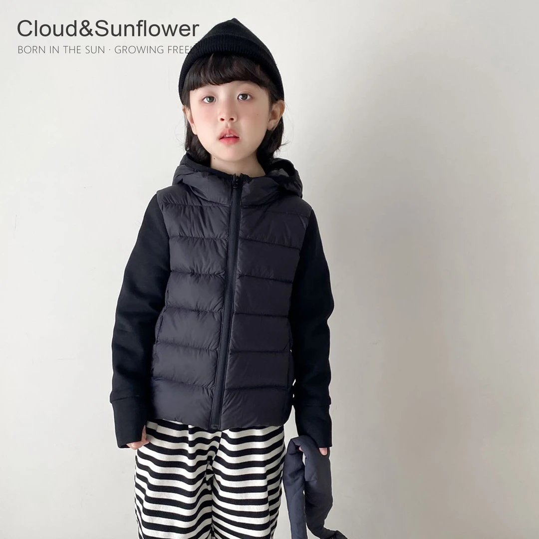 【云朵小葵】女童新连帽拉链款年款轻薄保暖冬季上衣羽绒服 1303