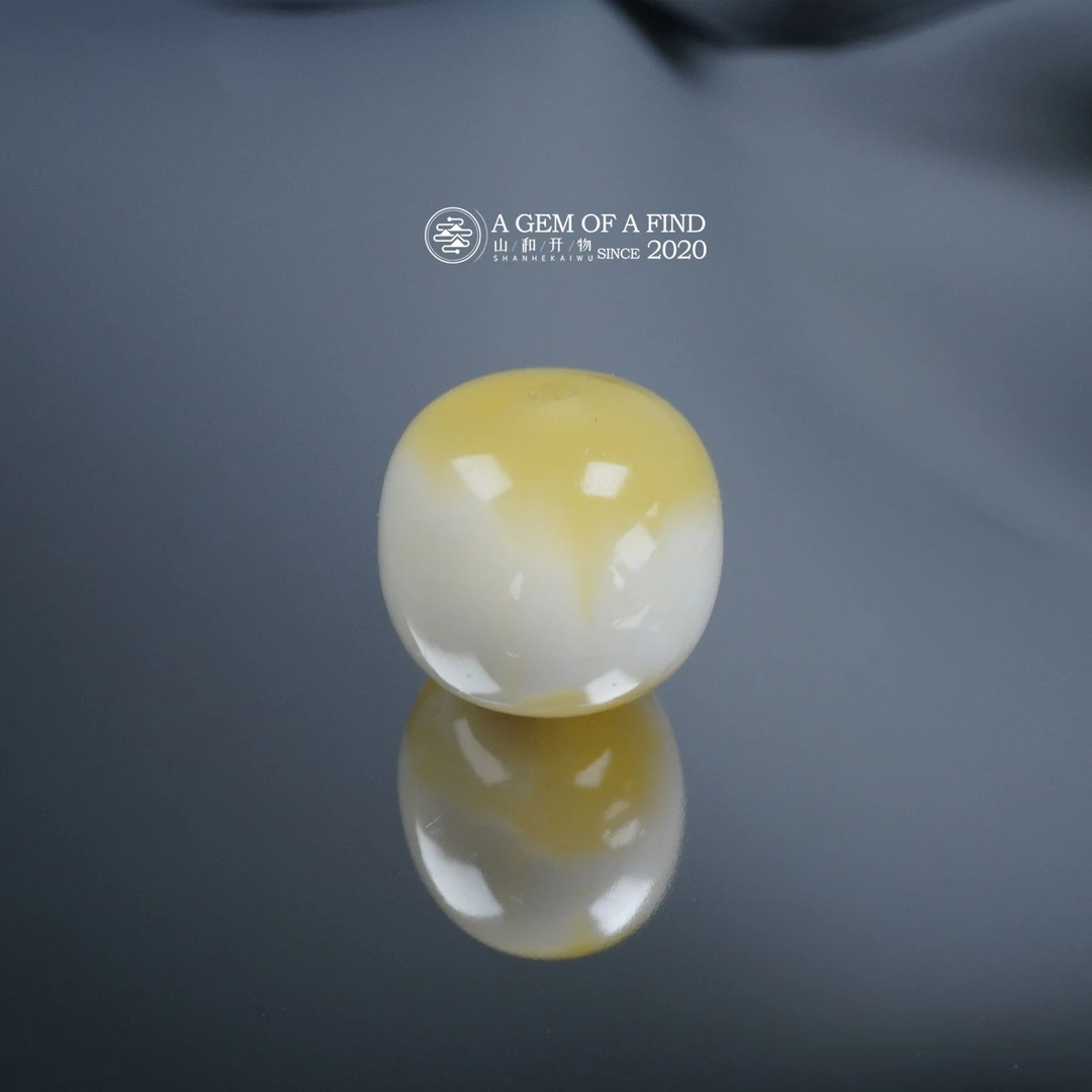 山和开物｜11.1mm金瓷白妖花老型文玩配饰 天然琥珀蜜蜡 特惠