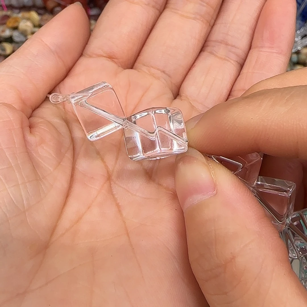 玛瑙/玉髓合金珠宝半成品白水晶14mm对角2颗