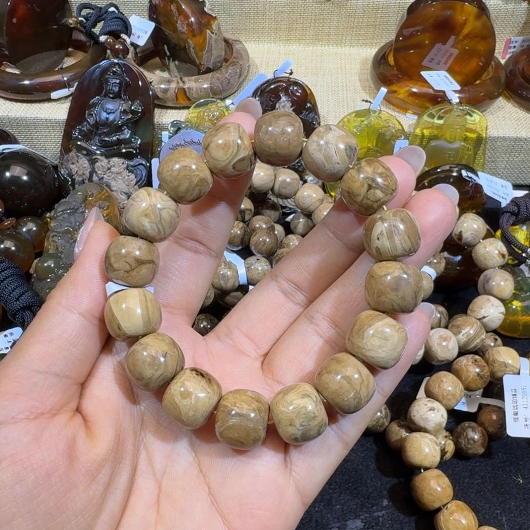 琥珀珠宝奇石未镶嵌灵*老型手串