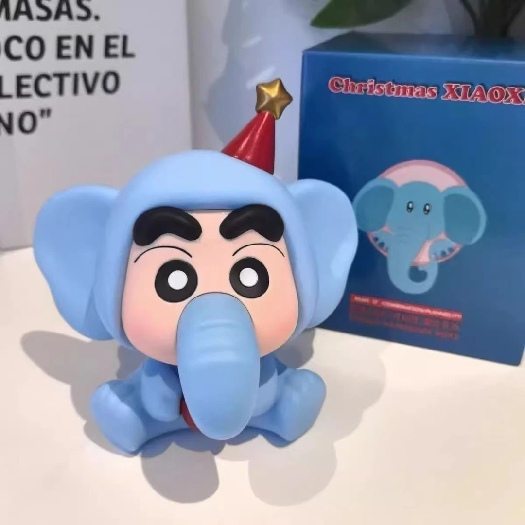 蜡笔小新苹果大象涂装手办创意车载摆件装饰可爱桌面精致礼物