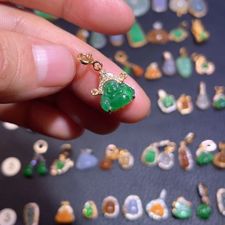 翡翠银S925镶嵌吊坠(不含链)天然翡翠