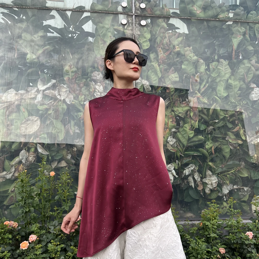 【芊茹韵】老钱风星空款上衣女士精致百搭无袖夏季宽松显瘦QRY25076