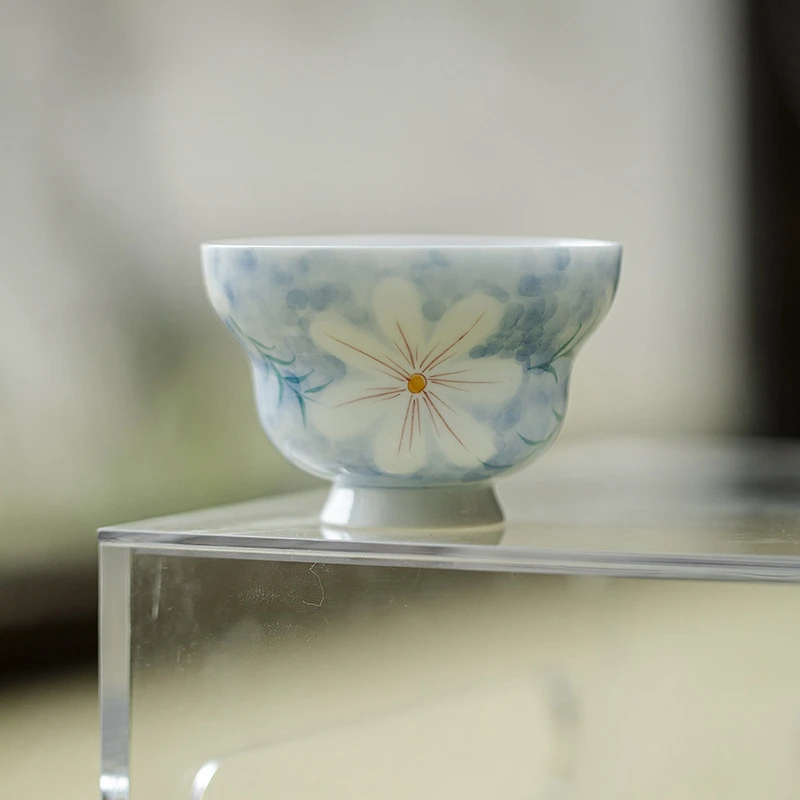 手绘墨染日式葫芦茶杯功夫茶具家用喝茶品茗杯陶瓷满彩单杯