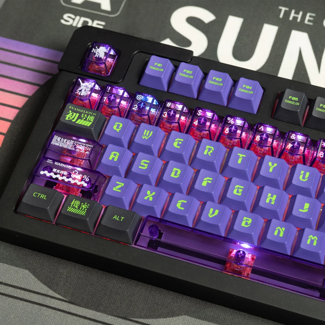 EVE初号机械键盘键帽紫色大全套188键PBT热升华/PC透光移印原厂