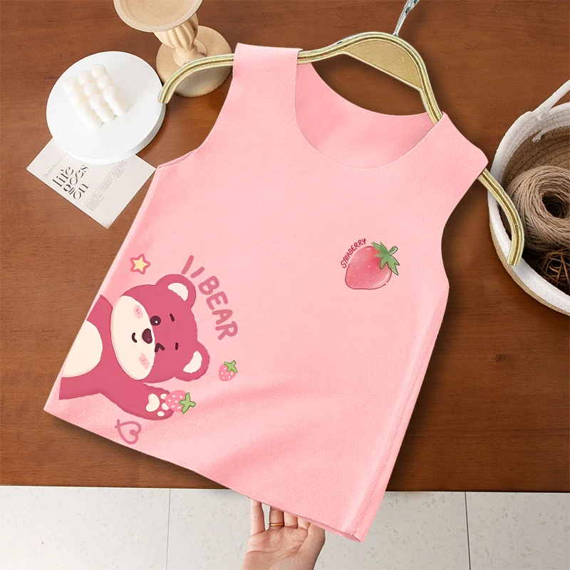 儿童冬天保暖新款背心女童内穿薄款宝宝小坎肩卡通糖果色童装上衣