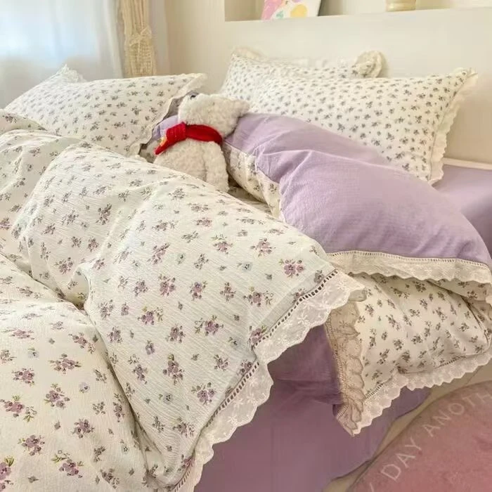 601-630号 皱皱棉四件套  直播链接按编号下单公主风小碎花小清新