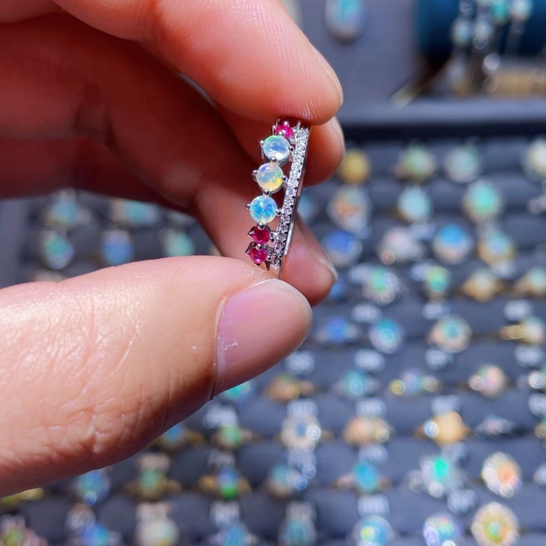 欧泊戒指）银S925镶嵌