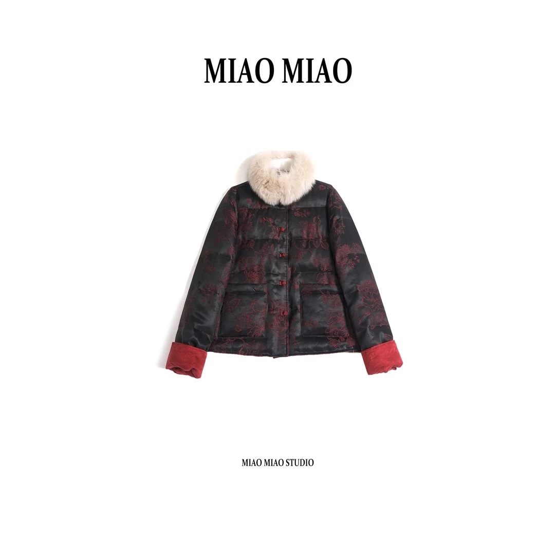 【白天鹅·颜熙】淼淼家20279冬季新款白鹅绒可拆卸毛领香云纱鹅绒服