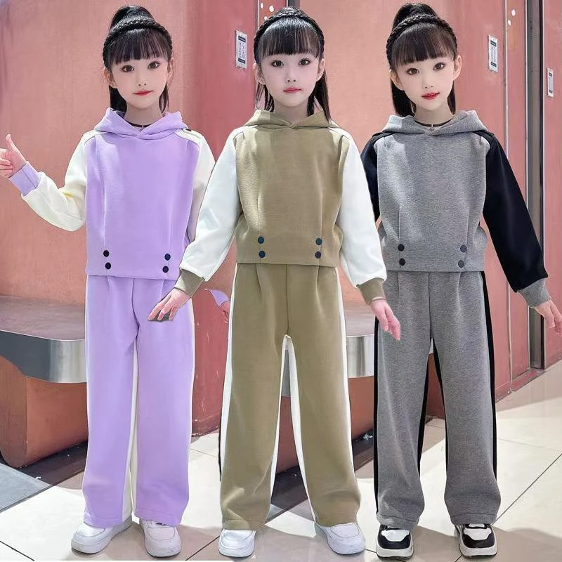 女童套装秋季新款韩版洋气中大童时尚休闲连帽时髦加绒