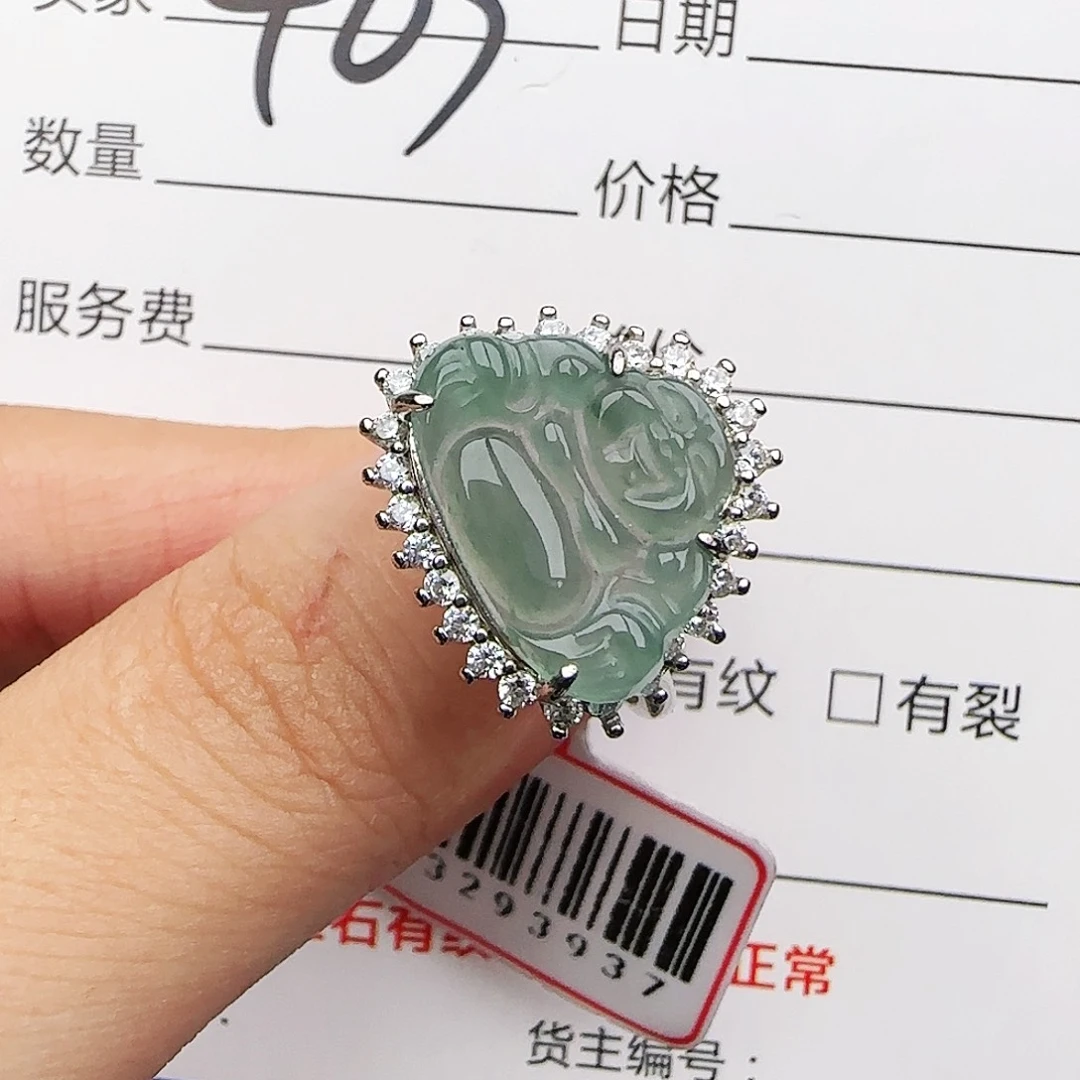 翡翠戒指银S925镶嵌q