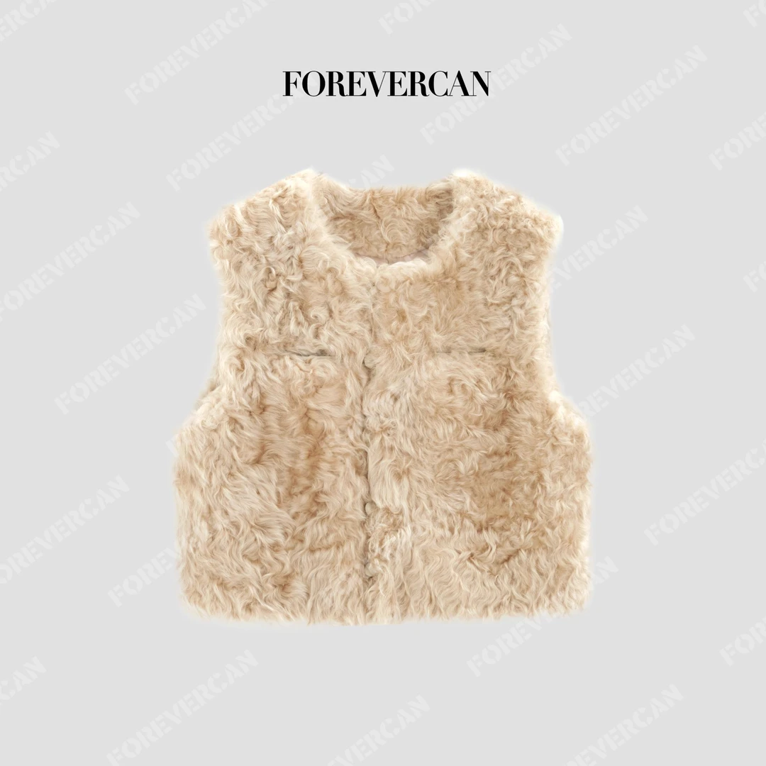 FOREVERCAN“摩登构想”进口托斯卡纳皮毛一体皮草马甲外套FC55622