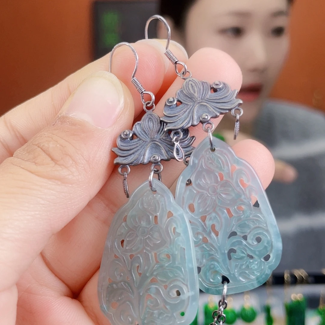 翡翠未镶嵌耳饰饰品
