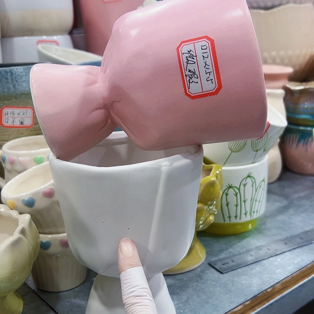 有孔外贸尾单陶瓷花盆凑单10米包邮