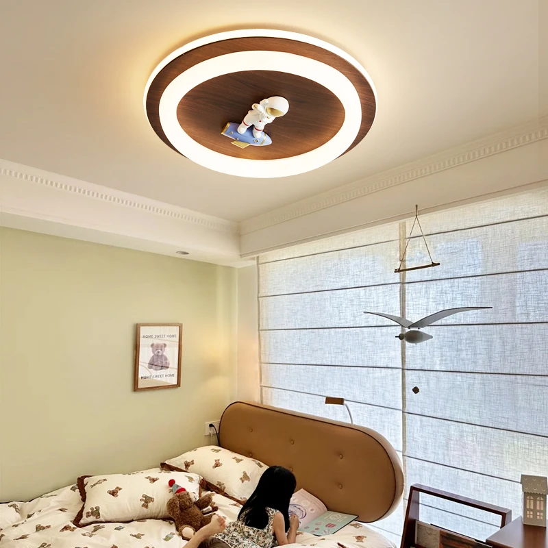 太空人卧室吸顶灯中古风创意个性简约儿童房间男孩女孩圆形灯具
