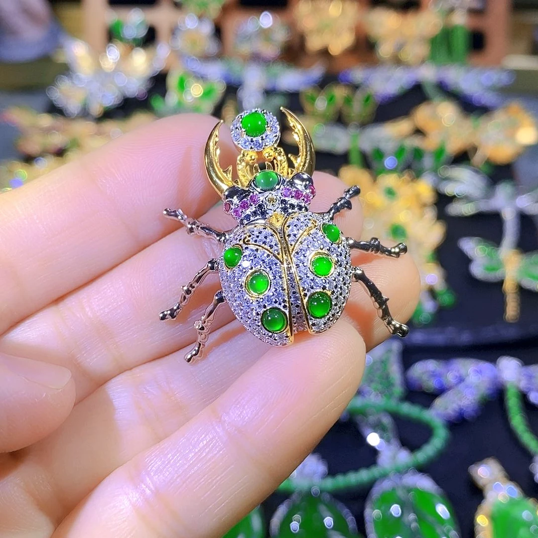 颈饰银S925镶嵌翡翠